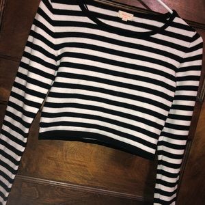 Cropped Black and White Striped Shirt